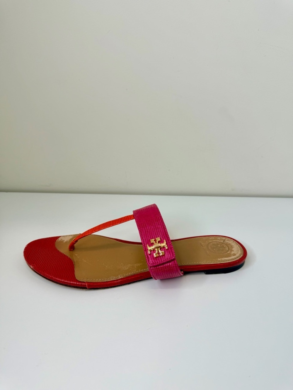 Tory Burch Kira Thong Sandals Tejus Embossed Leather Size 9.5 vacation summer - Picture 11 of 15
